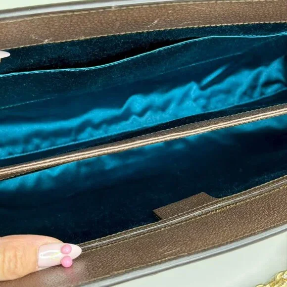 Gucci GG Logo Supreme Large Ophidia Shoulder Bag with Red & Green Stripes - Picture 9 of 9